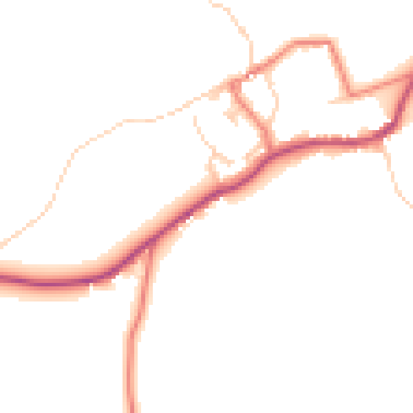 Daytime road noise heatmap for CA10 2LL