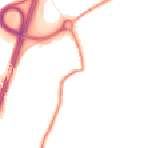 Night-time road noise heatmap for CA10 3TH