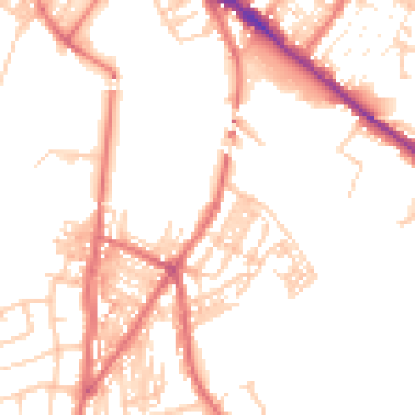 Daytime road noise heatmap for CA2 4AB