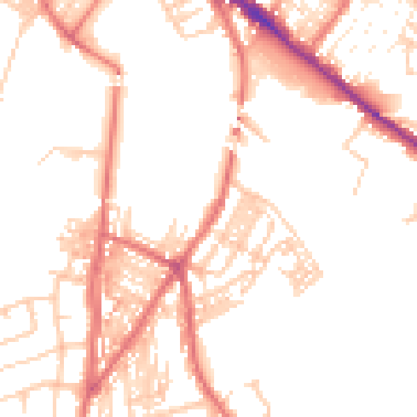 Daytime road noise heatmap for CA2 4AD