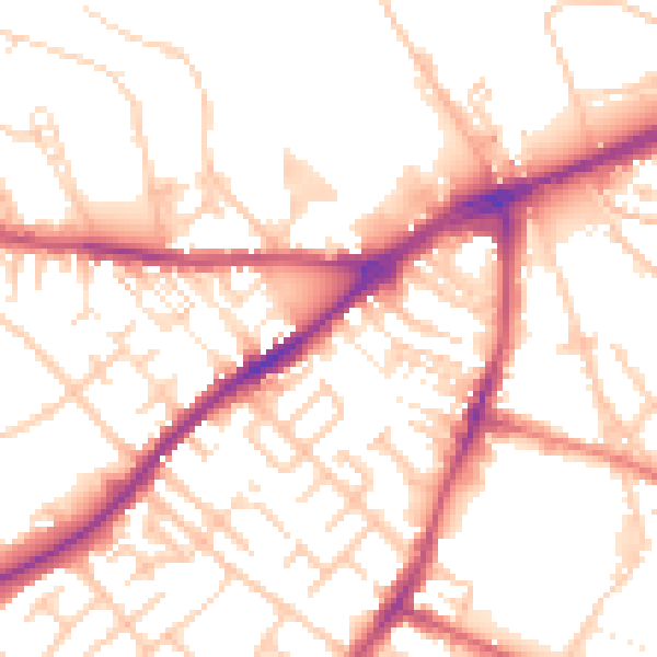 Daytime road noise heatmap for CA2 5BS