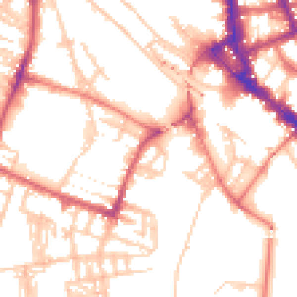 Daytime road noise heatmap for CA2 5EE