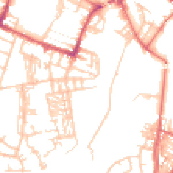 Daytime road noise heatmap for CA2 5JZ