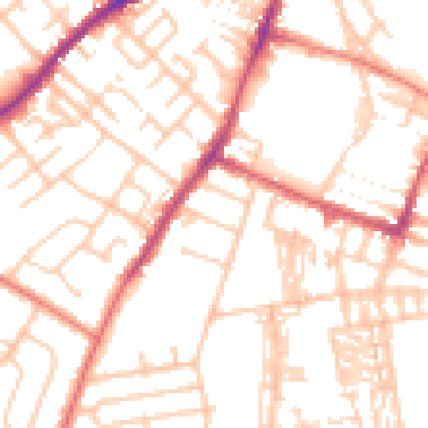 Daytime road noise heatmap for CA2 5PB