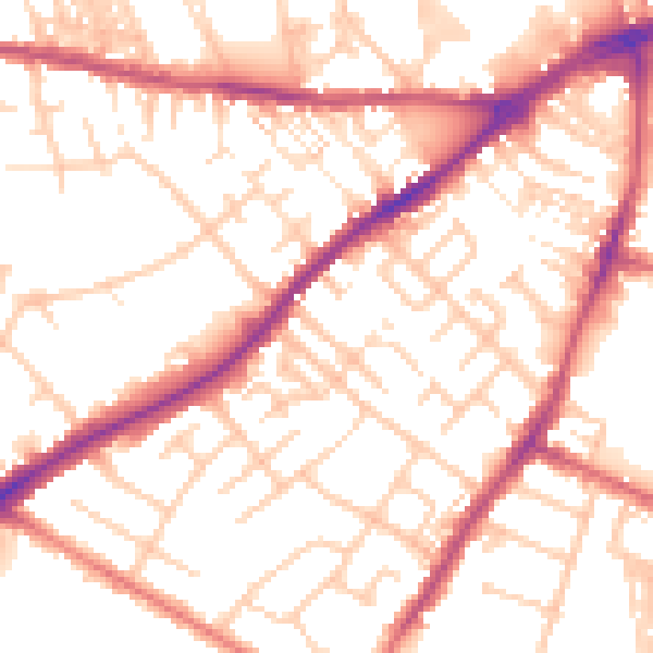 Daytime road noise heatmap for CA2 5PT