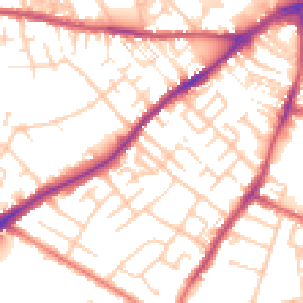 Daytime road noise heatmap for CA2 5PX