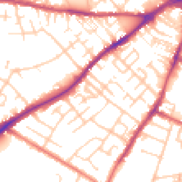 Daytime road noise heatmap for CA2 5QB