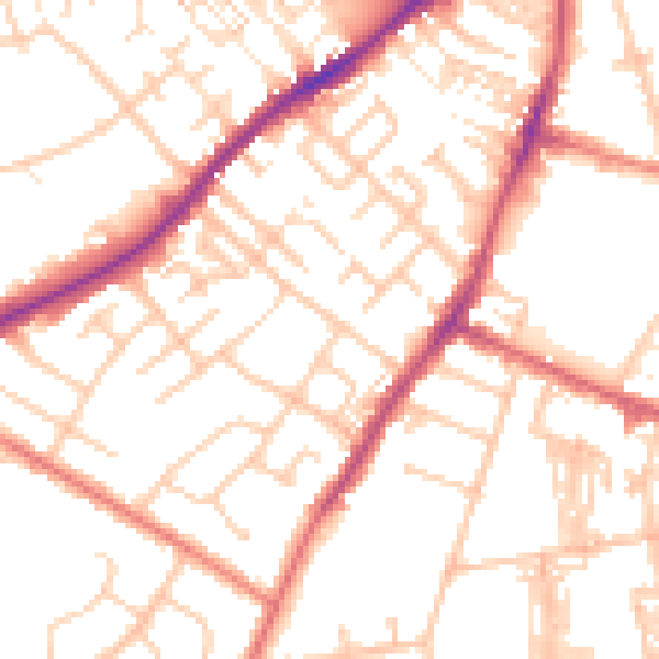 Daytime road noise heatmap for CA2 5QE