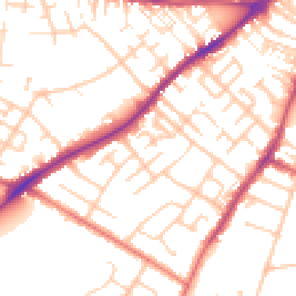 Daytime road noise heatmap for CA2 5QH