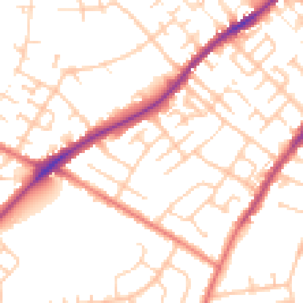 Daytime road noise heatmap for CA2 5RD