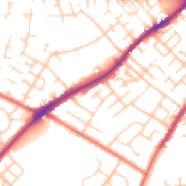 Daytime road noise heatmap for CA2 5RE