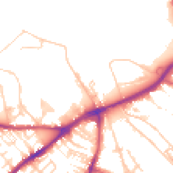 Daytime road noise heatmap for CA2 5SQ