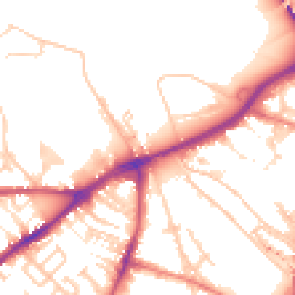 Daytime road noise heatmap for CA2 5SR