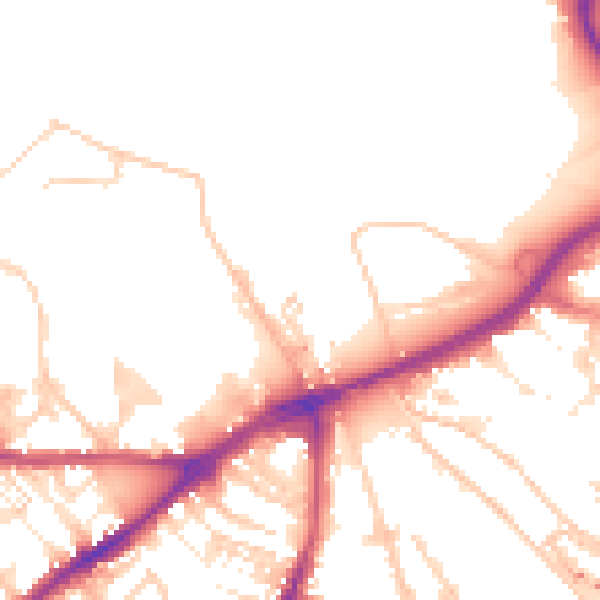 Daytime road noise heatmap for CA2 5SW