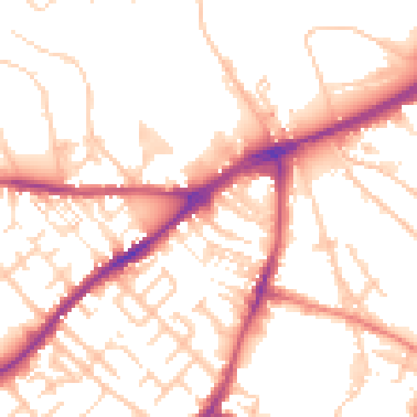 Daytime road noise heatmap for CA2 5TL