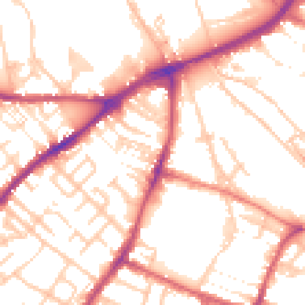 Daytime road noise heatmap for CA2 5TX