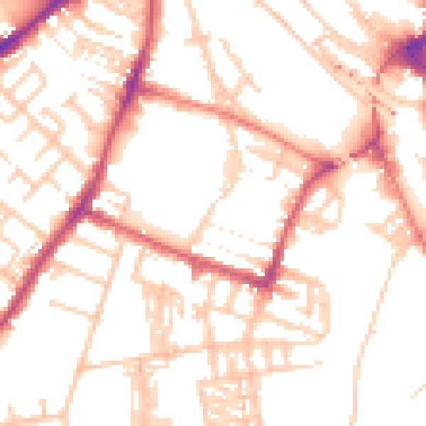 Daytime road noise heatmap for CA2 5XP