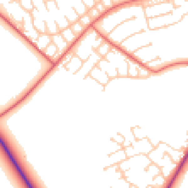 Daytime road noise heatmap for CA2 6EZ