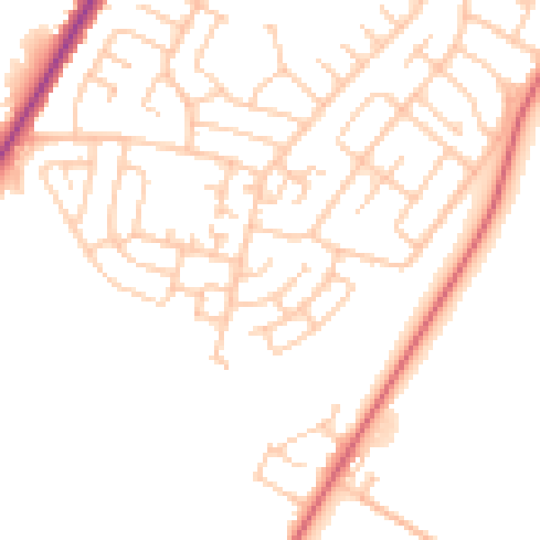 Daytime road noise heatmap for CA2 6LL