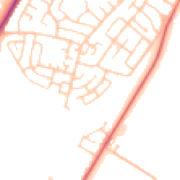 Daytime road noise heatmap for CA2 6LP