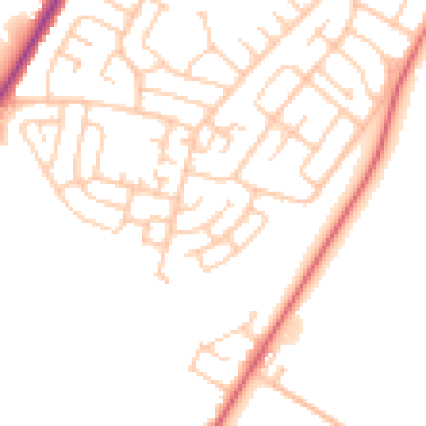 Daytime road noise heatmap for CA2 6LW