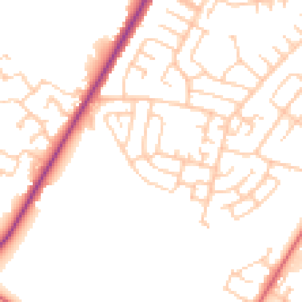 Daytime road noise heatmap for CA2 6NE