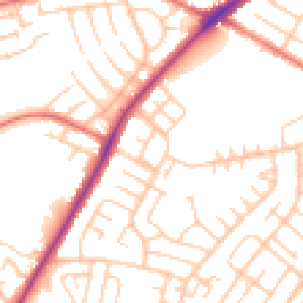 Daytime road noise heatmap for CA2 6PA