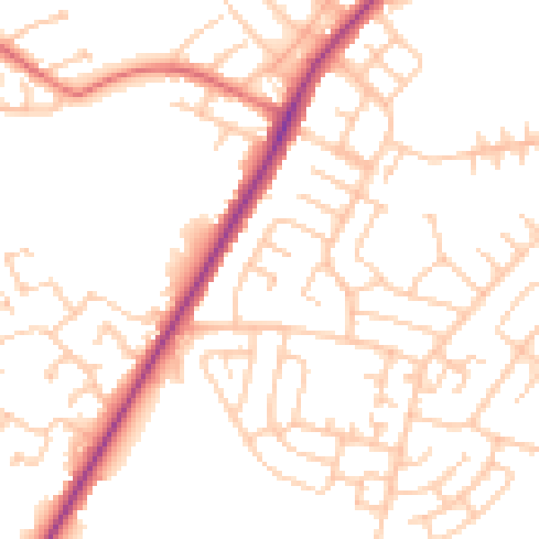 Daytime road noise heatmap for CA2 6PG