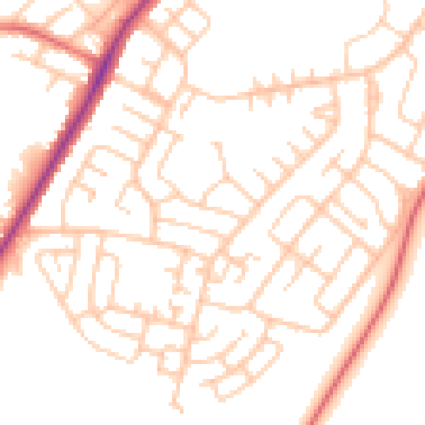 Daytime road noise heatmap for CA2 6QG