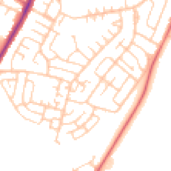 Daytime road noise heatmap for CA2 6QT