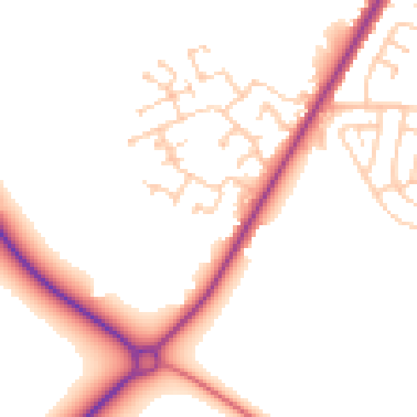 Daytime road noise heatmap for CA2 6RE
