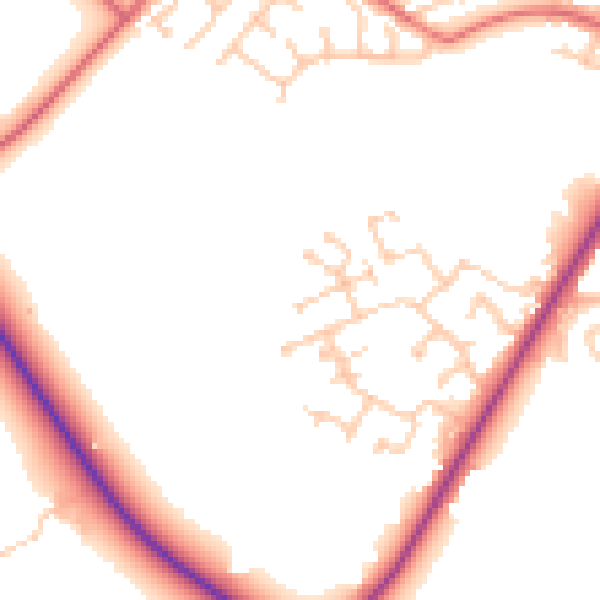Daytime road noise heatmap for CA2 6RN