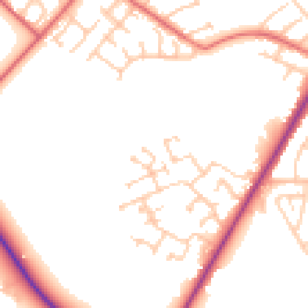 Daytime road noise heatmap for CA2 6RQ
