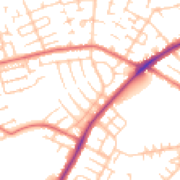 Daytime road noise heatmap for CA2 6RR