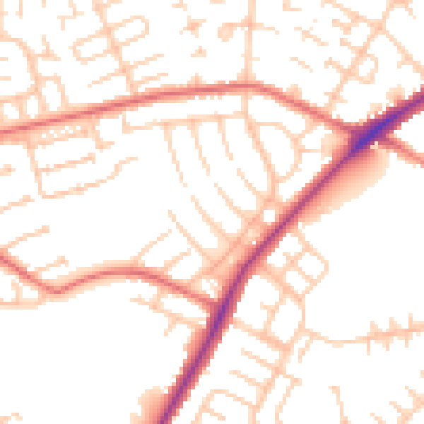 Daytime road noise heatmap for CA2 6RZ