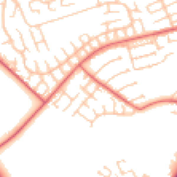 Daytime road noise heatmap for CA2 6TL