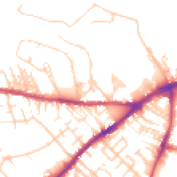 Daytime road noise heatmap for CA2 7AG
