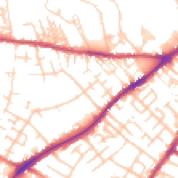 Daytime road noise heatmap for CA2 7AT