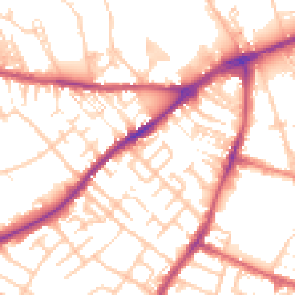 Daytime road noise heatmap for CA2 7BH