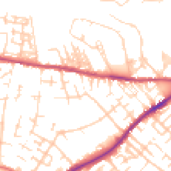 Daytime road noise heatmap for CA2 7DG