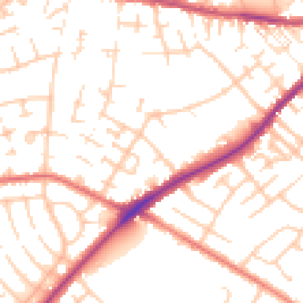 Daytime road noise heatmap for CA2 7DU