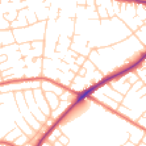Daytime road noise heatmap for CA2 7DY