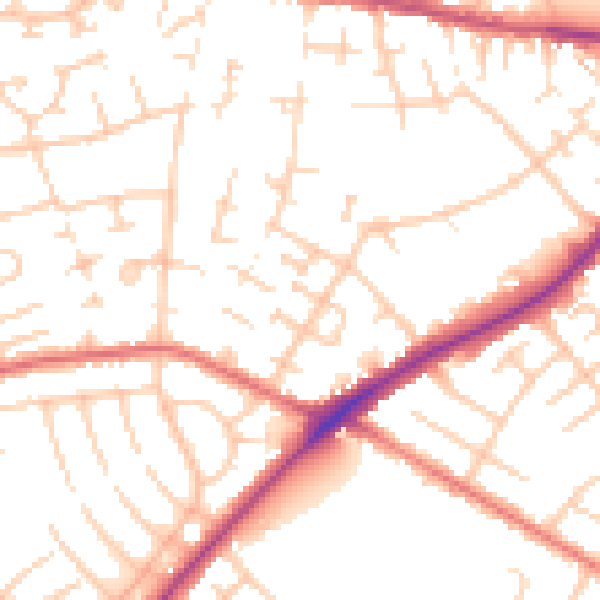 Daytime road noise heatmap for CA2 7FF