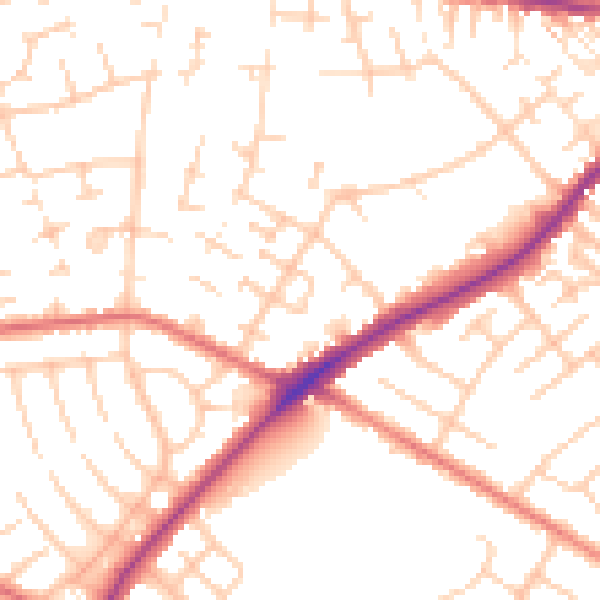 Daytime road noise heatmap for CA2 7FG