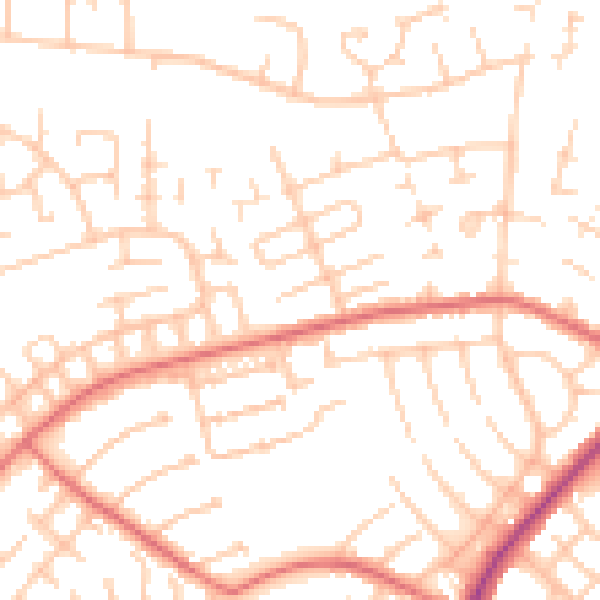 Daytime road noise heatmap for CA2 7HQ