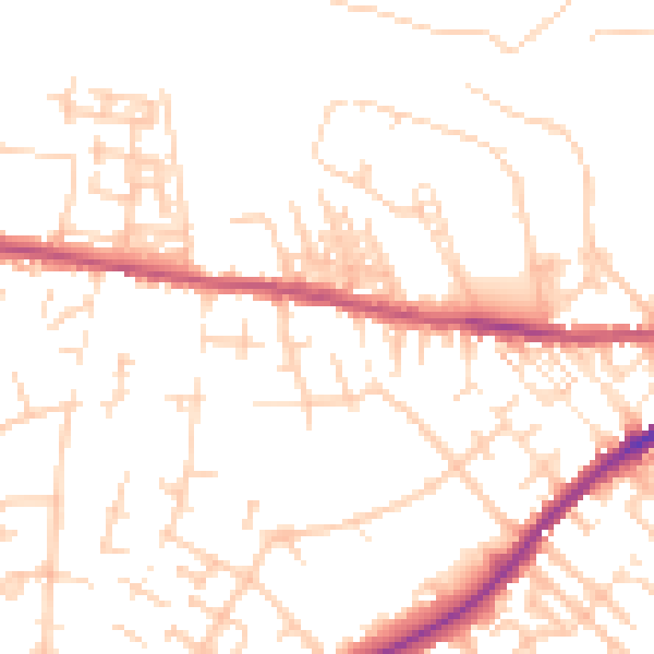 Daytime road noise heatmap for CA2 7JE
