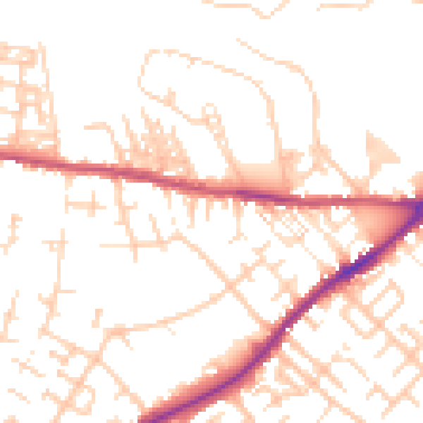 Daytime road noise heatmap for CA2 7JF