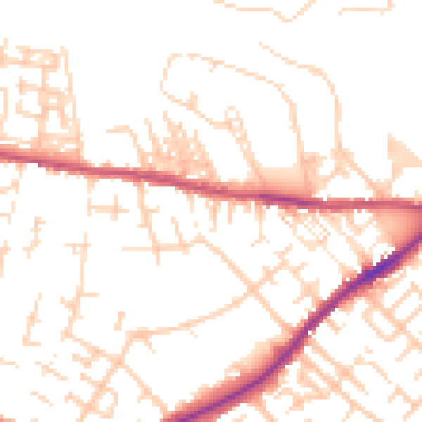 Daytime road noise heatmap for CA2 7JG