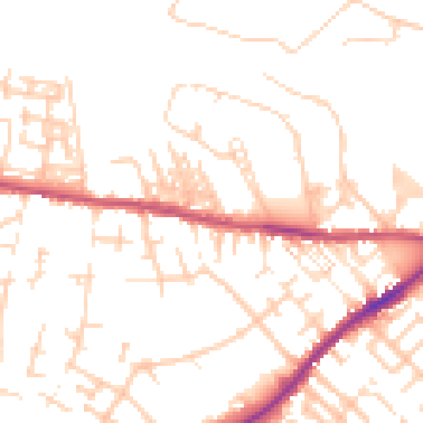 Daytime road noise heatmap for CA2 7JH