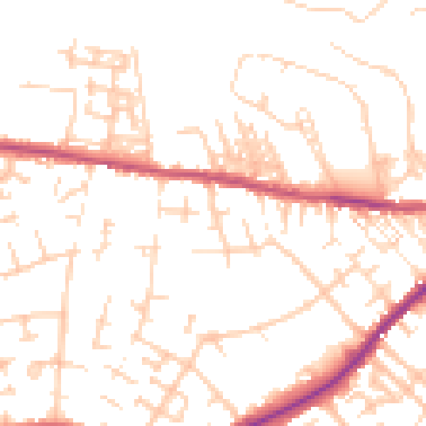 Daytime road noise heatmap for CA2 7JN